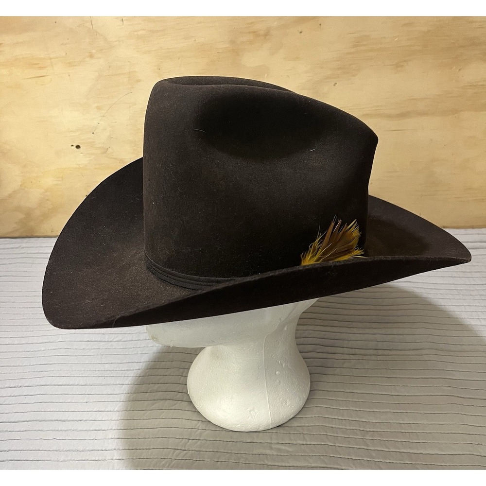 Vtg Keyston DeLuxe San Francisco Brown Wool Fur Blend Western Hat Size 6 7/8